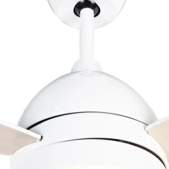 QAZQA Deckenventilator Mit Licht|Wohnzimmerlampen*Deckenventilator weiß mit Holzaufdruck 96cm mit Fernbedienung - Rotar