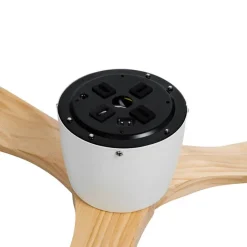 QAZQA Deckenventilator Mit Licht|Wohnzimmerlampen*Deckenventilator weiß mit Holz 131,5 cm inkl. LED Dimmbar mit Fernbedienung - Jerri