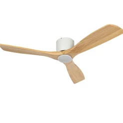 QAZQA Deckenventilator Mit Licht|Wohnzimmerlampen*Deckenventilator weiß mit Holz 131,5 cm inkl. LED Dimmbar mit Fernbedienung - Jerri