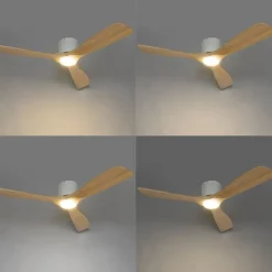 QAZQA Deckenventilator Mit Licht|Wohnzimmerlampen*Deckenventilator weiß mit Holz 131,5 cm inkl. LED Dimmbar mit Fernbedienung - Jerri