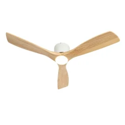 QAZQA Deckenventilator Mit Licht|Wohnzimmerlampen*Deckenventilator weiß mit Holz 131,5 cm inkl. LED Dimmbar mit Fernbedienung - Jerri