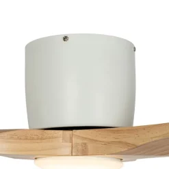 QAZQA Deckenventilator Mit Licht|Wohnzimmerlampen*Deckenventilator weiß mit Holz 131,5 cm inkl. LED Dimmbar mit Fernbedienung - Jerri