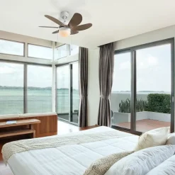 QAZQA Deckenventilator Mit Licht|Wohnzimmerlampen*Deckenventilator weiß mit Holzprint 80cm mit Zugschalter - Fresh