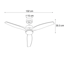 QAZQA Schlafzimmerlampen|Küchenlampen*Deckenventilator Weiß mit Holzaufdruck 132cm inkl. LED Dimmbar mit Fernbedienung - Joly