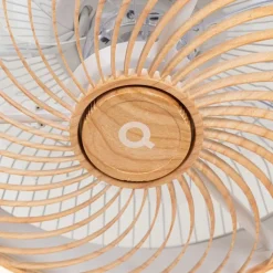 QAZQA Schlafzimmerlampen|Küchenlampen*Deckenventilator weiß mit Holzaufdruck 55cm inkl. LED Dimmbar mit Fernbedienung - Clima