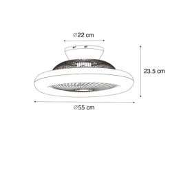 QAZQA Schlafzimmerlampen|Küchenlampen*Deckenventilator weiß mit Holzaufdruck 55cm inkl. LED Dimmbar mit Fernbedienung - Clima