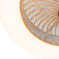 QAZQA Schlafzimmerlampen|Küchenlampen*Deckenventilator weiß mit Holzaufdruck 55cm inkl. LED Dimmbar mit Fernbedienung - Clima