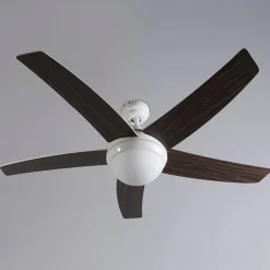 QAZQA Deckenventilator Mit Licht|Wohnzimmerlampen*Deckenventilator weiß mit Holzaufdruck 132cm mit Fernbedienung - Cool