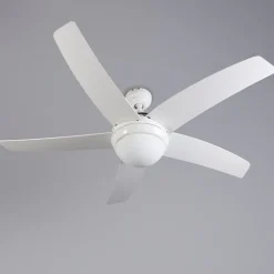 QAZQA Deckenventilator Mit Licht|Wohnzimmerlampen*Deckenventilator weiß mit Holzaufdruck 132cm mit Fernbedienung - Cool