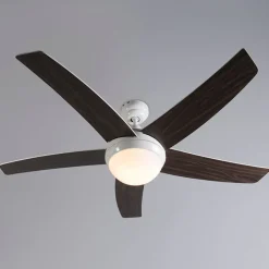 QAZQA Deckenventilator Mit Licht|Wohnzimmerlampen*Deckenventilator weiß mit Holzaufdruck 132cm mit Fernbedienung - Cool