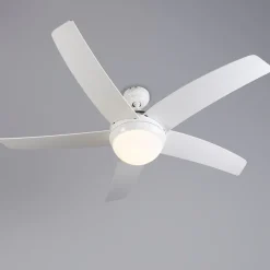 QAZQA Deckenventilator Mit Licht|Wohnzimmerlampen*Deckenventilator weiß mit Holzaufdruck 132cm mit Fernbedienung - Cool