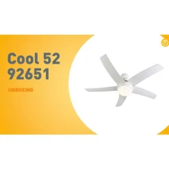 QAZQA Deckenventilator Mit Licht|Wohnzimmerlampen*Deckenventilator weiß mit Holzaufdruck 132cm mit Fernbedienung - Cool