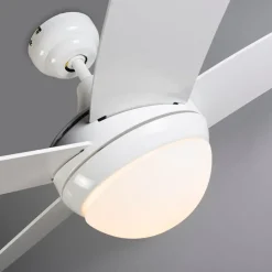QAZQA Deckenventilator Mit Licht|Wohnzimmerlampen*Deckenventilator weiß mit Holzaufdruck 132cm mit Fernbedienung - Cool