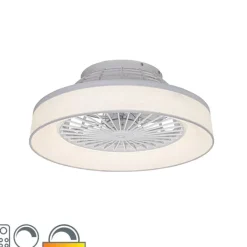 QAZQA Deckenventilator Mit Licht|Wohnzimmerlampen*Deckenventilator weiß mit Sterneffekt 47cm inkl. LED Dimmbar mit Fernbedienung - Emily