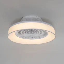 QAZQA Deckenventilator Mit Licht|Wohnzimmerlampen*Deckenventilator weiß mit Sterneffekt 47cm inkl. LED Dimmbar mit Fernbedienung - Emily