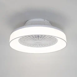 QAZQA Deckenventilator Mit Licht|Wohnzimmerlampen*Deckenventilator weiß mit Sterneffekt 47cm inkl. LED Dimmbar mit Fernbedienung - Emily