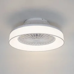 QAZQA Deckenventilator Mit Licht|Wohnzimmerlampen*Deckenventilator weiß mit Sterneffekt 47cm inkl. LED Dimmbar mit Fernbedienung - Emily