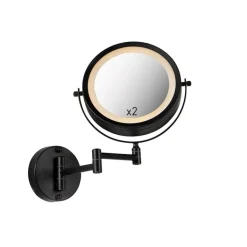 QAZQA Badezimmerlampen|Spiegel Mit Beleuchtung*Design Badezimmerspiegel schwarz inkl. LED verstellbar IP44 - Vicino