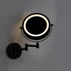 QAZQA Badezimmerlampen|Spiegel Mit Beleuchtung*Design Badezimmerspiegel schwarz inkl. LED verstellbar IP44 - Vicino