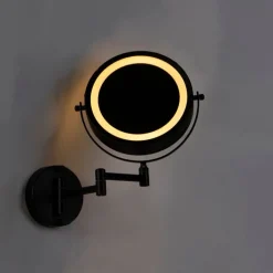 QAZQA Badezimmerlampen|Spiegel Mit Beleuchtung*Design Badezimmerspiegel schwarz inkl. LED verstellbar IP44 - Vicino