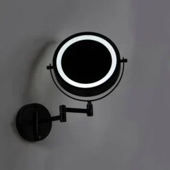 QAZQA Badezimmerlampen|Spiegel Mit Beleuchtung*Design Badezimmerspiegel schwarz inkl. LED verstellbar IP44 - Vicino