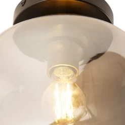 QAZQA Deckenleuchten|Wohnzimmerlampen*Design Deckenlampe schwarz mit gold mit Rauchglas - Zuzanna