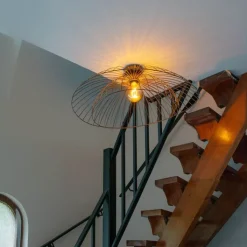 QAZQA Schlafzimmerlampen|Küchenlampen*Design Deckenleuchte Bronze mit doppeltem Schirm 45cm - Pua