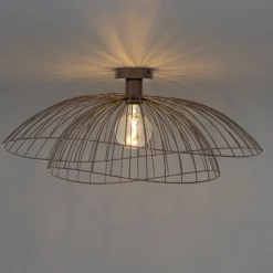 QAZQA Schlafzimmerlampen|Küchenlampen*Design Deckenleuchte Bronze mit doppeltem Schirm 45cm - Pua