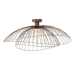 QAZQA Schlafzimmerlampen|Küchenlampen*Design Deckenleuchte Bronze mit doppeltem Schirm 45cm - Pua