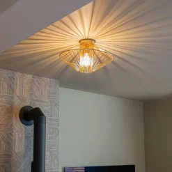 QAZQA Deckenleuchten|Wohnzimmerlampen*Design Deckenleuchte Gold Draht mit Lichteffekt - Zahra
