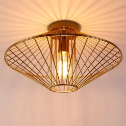 QAZQA Deckenleuchten|Wohnzimmerlampen*Design Deckenleuchte Gold Draht mit Lichteffekt - Zahra