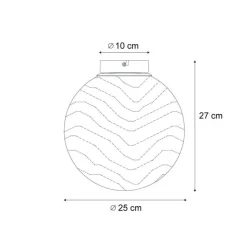 QAZQA Deckenleuchten|Wohnzimmerlampen*Design Deckenleuchte Messing mit bernsteinfarbenem Verlaufsglas - Pillon