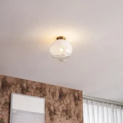 QAZQA Deckenleuchten|Wohnzimmerlampen*Design Deckenleuchte Messing mit weißem Verlaufsglas - Pillon