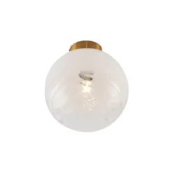 QAZQA Deckenleuchten|Wohnzimmerlampen*Design Deckenleuchte Messing mit weißem Verlaufsglas - Pillon