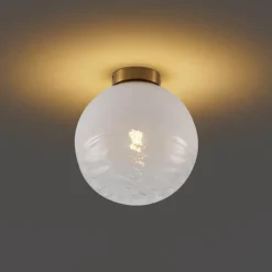 QAZQA Deckenleuchten|Wohnzimmerlampen*Design Deckenleuchte Messing mit weißem Verlaufsglas - Pillon