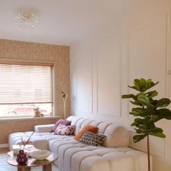 QAZQA Schlafzimmerlampen|Küchenlampen*Design Deckenleuchte Messing mit Regenbogenglas 6-flammig - Uvas