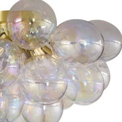 QAZQA Schlafzimmerlampen|Küchenlampen*Design Deckenleuchte Messing mit Regenbogenglas 6-flammig - Uvas