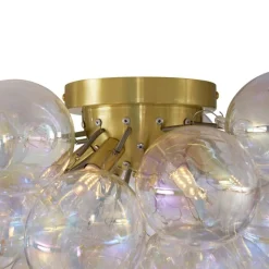 QAZQA Schlafzimmerlampen|Küchenlampen*Design Deckenleuchte Messing mit Regenbogenglas 6-flammig - Uvas