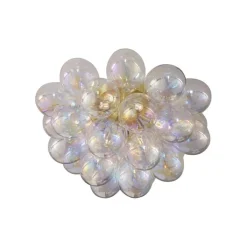 QAZQA Schlafzimmerlampen|Küchenlampen*Design Deckenleuchte Messing mit Regenbogenglas 6-flammig - Uvas