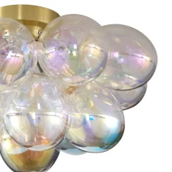 QAZQA Schlafzimmerlampen|Küchenlampen*Design Deckenleuchte Messing mit Regenbogenglas 4-flammig - Uvas