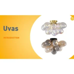 QAZQA Schlafzimmerlampen|Küchenlampen*Design Deckenleuchte Messing mit Regenbogenglas 4-flammig - Uvas