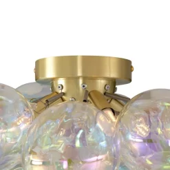 QAZQA Schlafzimmerlampen|Küchenlampen*Design Deckenleuchte Messing mit Regenbogenglas 4-flammig - Uvas