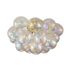 QAZQA Schlafzimmerlampen|Küchenlampen*Design Deckenleuchte Messing mit Regenbogenglas 4-flammig - Uvas