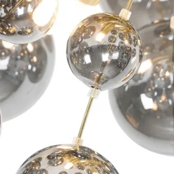 QAZQA Deckenleuchten|Wohnzimmerlampen*Design Deckenleuchte Messing mit Rauchglas 4-flammig - Explode