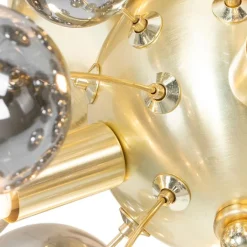 QAZQA Deckenleuchten|Wohnzimmerlampen*Design Deckenleuchte Messing mit Rauchglas 4-flammig - Explode