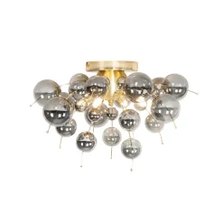 QAZQA Deckenleuchten|Wohnzimmerlampen*Design Deckenleuchte Messing mit Rauchglas 4-flammig - Explode