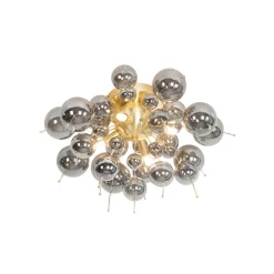 QAZQA Deckenleuchten|Wohnzimmerlampen*Design Deckenleuchte Messing mit Rauchglas 4-flammig - Explode