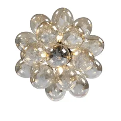 QAZQA Schlafzimmerlampen|Esszimmerlampen*Design Deckenleuchte schwarz mit Braunglas 4 Lampen - Uvas