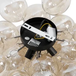 QAZQA Schlafzimmerlampen|Esszimmerlampen*Design Deckenleuchte schwarz mit Braunglas 4 Lampen - Uvas