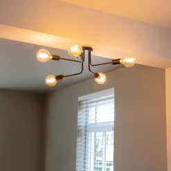 QAZQA Schlafzimmerlampen|Küchenlampen*Design Deckenleuchte schwarz 5-Lichter - Facile